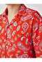 Summer Shirt Short Sleeve Turn-down Collar Ethnic Print Detailed - 6