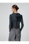 Crop Hooded Sweatshirt Printed Long Sleeve Pale Effect Cotton - 4