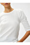 Knitted Motif T-Shirt with Shoulder Detail - 5