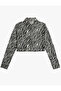 Crop Shirt Zebra Pattern Buttoned Classic Collar - 2