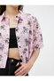 Crop Shirt Short Sleeve Viscose Buttoned Zodiac Sign Printed - 5