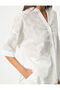 Scallop Blouse V-Neck Half Sleeve Cotton - 5
