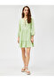 Long Sleeve Dress Lacing Detailed Flounced Viscose Mixed Bow Detail - 2