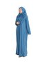 Pockets Prayer Dress Scarf Ready Hijab Clothing Turban Muslim Clothes Suit - Indigo - 5