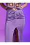Midi Skirt Slit Gathered - 6