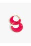 Large Size Steel Hoop - Earrings with Rope Detail - 2