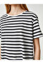 Cotton Oversize Long T-Shirt - Crew Neck, Short Sleeve - 5
