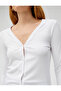 V-neck Pearl Buttoned Tight Cardigan - 5