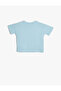 تي شيرت أساسي بأكمام قصيرة مطرز بالشمس وياقة دائرية من القطن - 2
