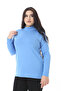 Women's Plus Size Baby Blue Stand Collar Long Sleeve Blouse 65N38540 - 7