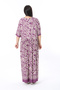 Women's Plus Size Purple V-Neck Waist Drawstring Relaxed Fit Dress 65N38486 - 3