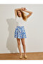 Women's Blue Patterned Skirt