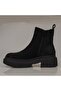 Black Stone Detailed Suede Women's Chelsea Boots - 3