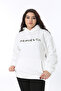 Women's Plus Size Bone 3 Thread Ribbed Kangaroo Pocket Hooded Sweatshirt 65N38611 - 3
