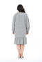 Women's Plus Size Gray Wool Viscose Fabric Shoulder Trim Button Dress 65N38597 - 4