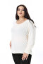 Women's Plus Size Bone Crew Neck Long Sleeve Lycra Blouse 65N38546 - 4
