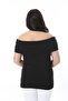 Women's Plus Size Black Madonna Collar Lycra Blouse 65N38544 - 7
