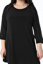 Women's Plus Size Black Crew Neck Capri Sleeve Lycra Long Blouse 65N38653 - 6