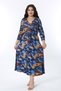 Women's Plus Size Color Wrap Neckline Waist Belted Long Dress 65N38588