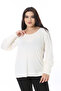Women's Plus Size Bone Crew Neck Long Sleeve Lycra Blouse 65N38546 - 7