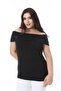 Women's Plus Size Black Madonna Collar Lycra Blouse 65N38544 - 5
