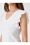 V-Neck Tank Top with Flounce Detail Sleeveless - 5