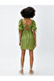 Mini Dress Linen Blended Balloon Sleeves with Window Detail Bow Detail - 4