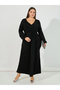 Plus Size Glitter Look Wrap Front Draped Maxi Dress - 6