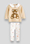 Knitwear Teddy Patterned Baby Lapel Sweater Leggings Girl's Bottom-Top Set