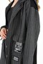 Women's Hooded Striped Pocket Detailed Buttoned Anthracite Cap 10551 - 4
