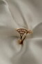 Vip Steel Minimal Series Baguette Stone Embroidered Ginkgo Biloba Leaf Model Ring - 2