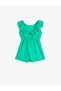 Linen Mini Jumpsuit Sleeveless Ruffles Round Neck - 2