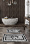 Digital Non-Slip Washable Footprint Pattern Bathroom Mat 2-Piece Toilet Set Carpet