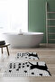Printed Non-Slip Washable Cat Pattern Bath Mat 2-Piece Toilet Set Carpet - 4