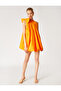 Mini Balloon Dress Halter Neck Bow Detail - 4
