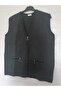 Steel knitted, V-neck, ZIPPERED 2-pocket short vest - 5