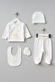 Cute Moon and Rabbits Patterned 5 Piece Newborn Hospital Discharge Bodysuit Set
