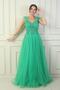 Women's Front Back V Neck Lined Low Sleeves Top Applique Embroidery Princess Evening Dress - 2