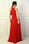 Women's Halter Neck Chest Pleated Halter Neck Lined Long Silvery Evening Dress - 4