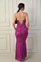 Women's Strapless Underwire Back Lace up Lined Slit Sequin Long Dress - 4