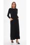 Asil Tesettür Dress Full Length Pleated Dress Black - 2