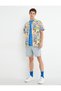 Denim Shorts with Lace Waist Pocket Detail Cotton - 2
