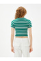 Crop T-Shirt Short Sleeve Crew Neck Ribbed - 4