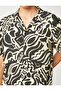 Summer Shirt Short Sleeve Turn-down Collar Abstract Print Detail - 5