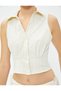 Crop Shirt Sleeveless Corset Detailed Cuff Collar - 5