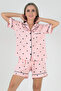 Black Hearts Short Sleeve Women's Shorts Pajama Suit - 5