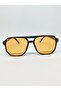 Acetate Lightweight Sunglasses with Shelf Bridge Black Orange with Orange Glass New Style - 2