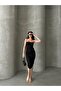 Square Neck Draped Thin Strap Dress - 3