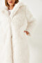 Women's Ecru Long Fur Lined Coat 2614 60261064 - 6