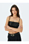 Sequined Straps Square Neck Crop Blouse - 3